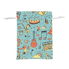 Seamless-pattern-musical-instruments-notes-headphones-player Lightweight Drawstring Pouch (l) by Vaneshart