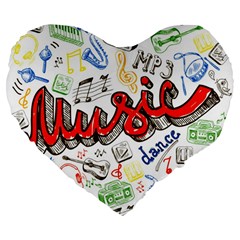 Music-color-elements Large 19  Premium Flano Heart Shape Cushions