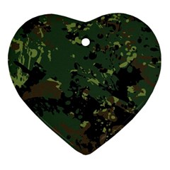 Military Background Grunge-style Heart Ornament (two Sides)