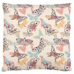 Pattern-with-hand-drawn-butterflies Large Cushion Case (one Side) by Vaneshart