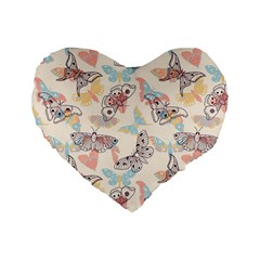 Pattern-with-hand-drawn-butterflies Standard 16  Premium Heart Shape Cushions