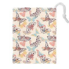 Pattern-with-hand-drawn-butterflies Drawstring Pouch (4xl) by Vaneshart