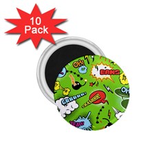 Modern-comics-background-pattern-with-bombs-lightening-jagged-clouds-speech-bubbles 1 75  Magnets (10 Pack) 