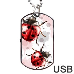Ladybugs-pattern-texture-watercolor Dog Tag Usb Flash (two Sides)