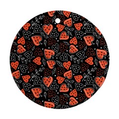 Seamless-vector-pattern-with-watermelons-hearts-mint Ornament (round)