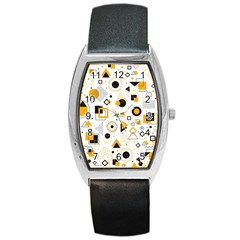 Flat-geometric-shapes-background Barrel Style Metal Watch by Vaneshart