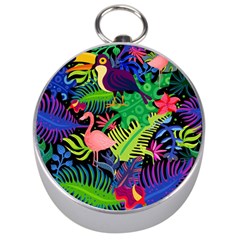 Tropical-exotic-colors-seamless-pattern Silver Compasses