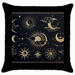 Asian-set-with-clouds-moon-sun-stars-vector-collection-oriental-chinese-japanese-korean-style Throw Pillow Case (black) by Vaneshart