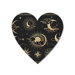 Asian-set-with-clouds-moon-sun-stars-vector-collection-oriental-chinese-japanese-korean-style Heart Magnet
