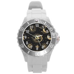 Asian-set-with-clouds-moon-sun-stars-vector-collection-oriental-chinese-japanese-korean-style Round Plastic Sport Watch (l)