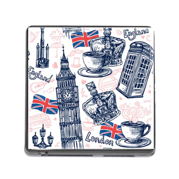 London-seamless-pattern Memory Card Reader (Square 5 Slot)