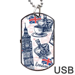 London-seamless-pattern Dog Tag Usb Flash (one Side)