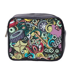 Cartoon-cute-doodles-hand-drawn-auto-service-seamless-pattern Mini Toiletries Bag (two Sides)