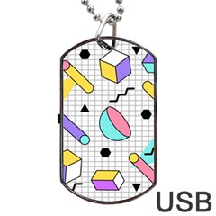 Tridimensional-pastel-shapes-background-memphis-style Dog Tag Usb Flash (one Side)