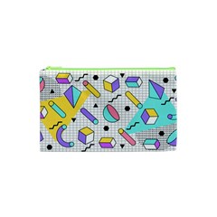 Tridimensional-pastel-shapes-background-memphis-style Cosmetic Bag (xs)