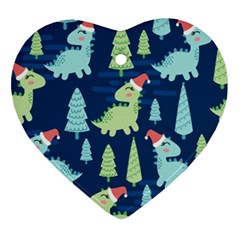 Cute-dinosaurs-animal-seamless-pattern-doodle-dino-winter-theme Ornament (heart) by Vaneshart