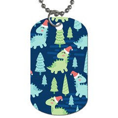 Cute-dinosaurs-animal-seamless-pattern-doodle-dino-winter-theme Dog Tag (two Sides) by Vaneshart