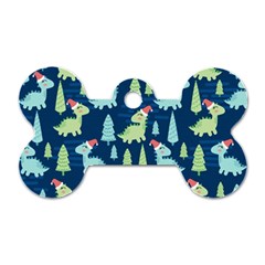 Cute-dinosaurs-animal-seamless-pattern-doodle-dino-winter-theme Dog Tag Bone (one Side) by Vaneshart