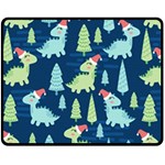 Cute-dinosaurs-animal-seamless-pattern-doodle-dino-winter-theme Fleece Blanket (Medium)  60 x50  Blanket Front