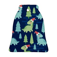 Cute-dinosaurs-animal-seamless-pattern-doodle-dino-winter-theme Ornament (bell) by Vaneshart