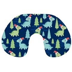 Cute-dinosaurs-animal-seamless-pattern-doodle-dino-winter-theme Travel Neck Pillow by Vaneshart