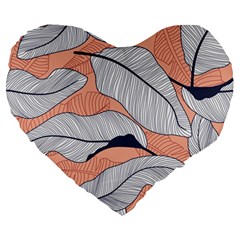 Floral-seamless-pattern-with-leaves-tropical-background Large 19  Premium Heart Shape Cushions