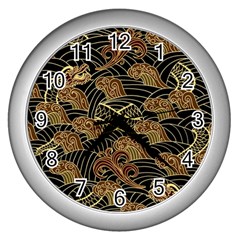 Oriental-traditional-seamless-pattern Wall Clock (silver)