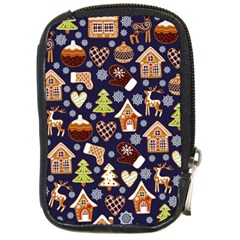 Winter-seamless-patterns-with-gingerbread-cookies-holiday-background Compact Camera Leather Case by Vaneshart