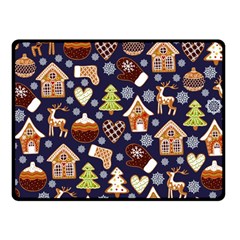 Winter-seamless-patterns-with-gingerbread-cookies-holiday-background Fleece Blanket (small) by Vaneshart