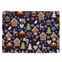 Winter-seamless-patterns-with-gingerbread-cookies-holiday-background Cosmetic Bag (xxl)