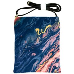 Liquid-abstract-paint-texture Shoulder Sling Bag