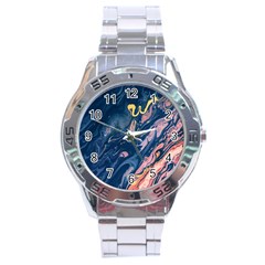 Liquid-abstract-paint-texture Stainless Steel Analogue Watch