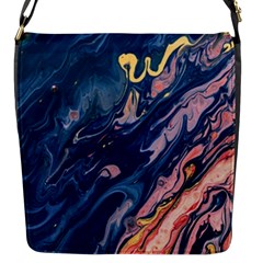 Liquid-abstract-paint-texture Flap Closure Messenger Bag (s)