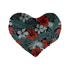 Seamless-floral-pattern-with-tropical-flowers Standard 16  Premium Heart Shape Cushions by Vaneshart