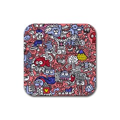 Hand-drawn-vector-illustration-doodle-funny-world-illustrator-line-tools-drawing-flat-design Rubber Coaster (square)  by Vaneshart