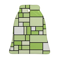 Green-geometric-digital-paper Bell Ornament (two Sides)