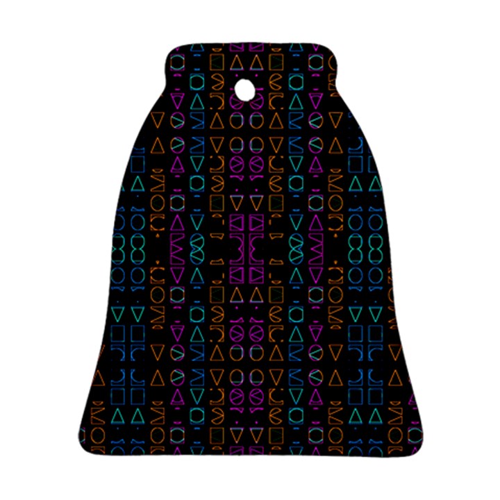 Neon Geometric Seamless Pattern Bell Ornament (Two Sides)