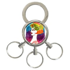 Art Deco Woman 3-ring Key Chain