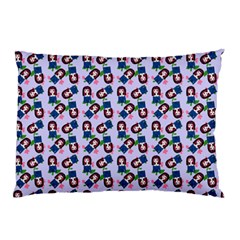 Goth Girl In Blue Dress Lilac Pattern Pillow Case by snowwhitegirl