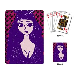 Purple Cat Ear Hat Girl Floral Wall Playing Cards Single Design (Rectangle)