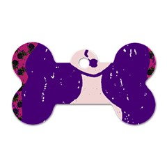 Purple Cat Ear Hat Girl Floral Wall Dog Tag Bone (Two Sides)