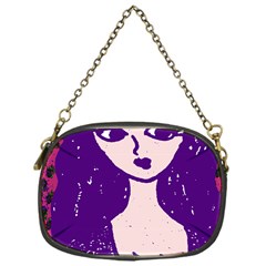 Purple Cat Ear Hat Girl Floral Wall Chain Purse (one Side)