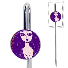 Purple Cat Ear Hat Girl Floral Wall Book Mark