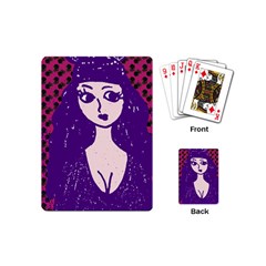 Purple Cat Ear Hat Girl Floral Wall Playing Cards Single Design (Mini)
