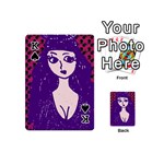 Purple Cat Ear Hat Girl Floral Wall Playing Cards 54 Designs (Mini) Front - SpadeK