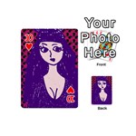 Purple Cat Ear Hat Girl Floral Wall Playing Cards 54 Designs (Mini) Front - Heart10