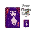 Purple Cat Ear Hat Girl Floral Wall Playing Cards 54 Designs (Mini) Front - Diamond5