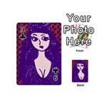 Purple Cat Ear Hat Girl Floral Wall Playing Cards 54 Designs (Mini) Front - Club9