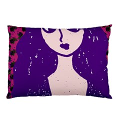 Purple Cat Ear Hat Girl Floral Wall Pillow Case (two Sides) by snowwhitegirl