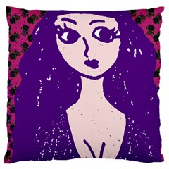 Purple Cat Ear Hat Girl Floral Wall Standard Flano Cushion Case (Two Sides)